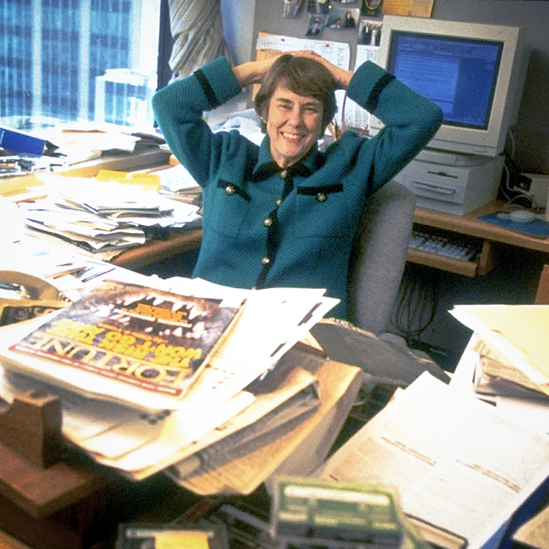 Carol Loomis at her desk. Fortune Magazine, 1992.