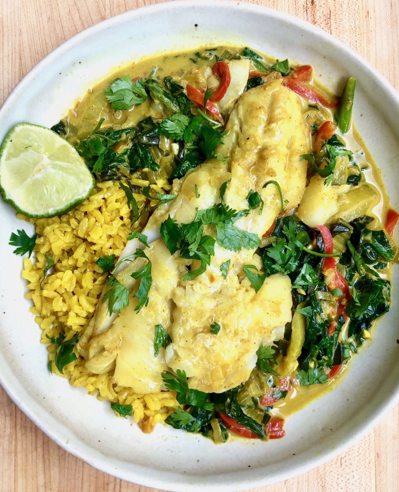 Coconut Curry Poached Hake