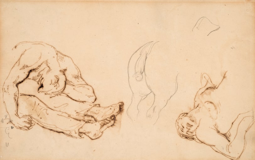 Th&egrave;odore Gericault, Two Figures for Raft of Medusa and a Horse