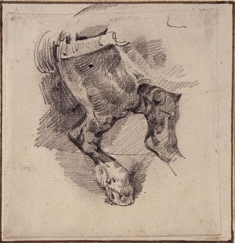 Théodore Géricault, Study for "The Pasterer's Horse," 1822 or 1823 Graphite on paper mounted to card 3 1/2 x 3 3/4 inches