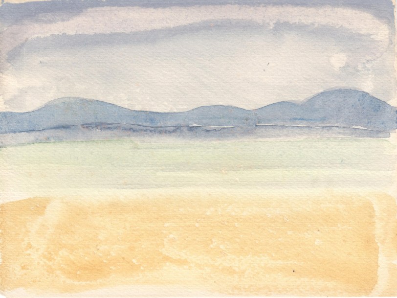 Landscape with Lake and Mountains Watercolor on paper 4 9/16 x 6 1/8 inches