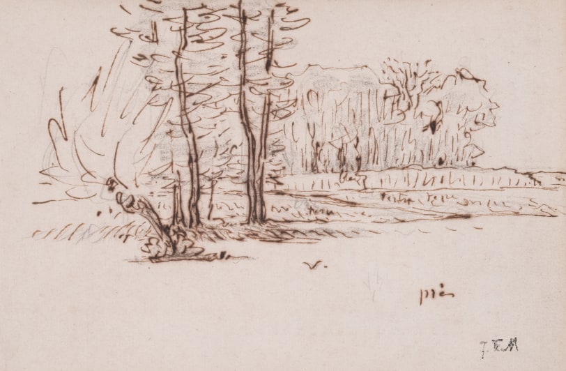 Jean-François Millet Study of Trees (Etude d'arbres) Pen and ink on paper with pencil 4 3/8 x 6 1/2 inches