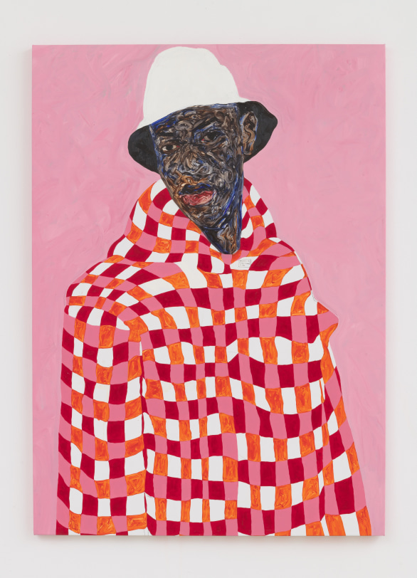 Amoako Boafo  White Bucket Hat, 2020  Oil on canvas  64 x 46 in (162.6 x 116.8 cm)