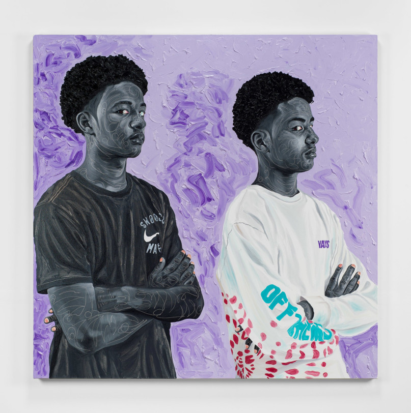 Otis Kwame Kye Quaicoe Davonni &amp; Xavier, 2021 Oil on canvas 60 x 60 in (152.4 x 152.4 cm)