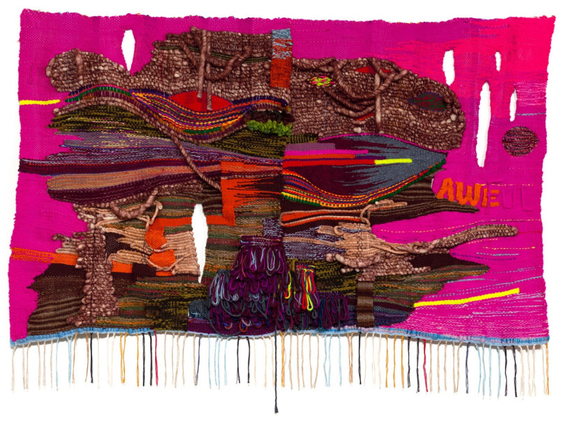 Terri Friedman awe/ful, 2018 Acrylic, wool, cotton, metallic fibers 45 x 64 in (114.3 x 162.6 cm)