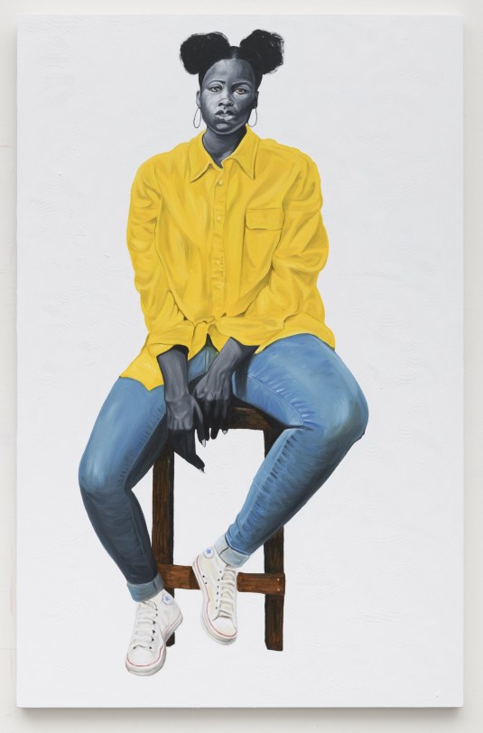 Otis Kwame Kye Quaicoe Portrait in Yellow,&nbsp;2019 Oil on canvas 85 x 55 in (215.9 x 139.7 cm)