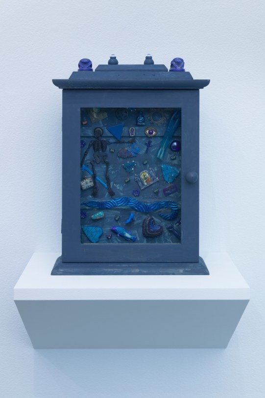Betye Saar Blue Reliquary, 2018 Mixed media assemblage 14 x 10 x 3 in (35.6 x 25.4 x 7.6 cm)