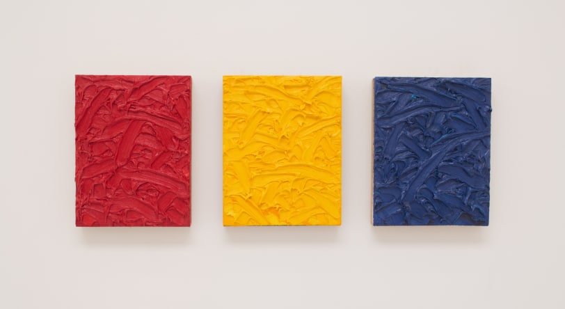James Hayward Red/Yellow/Blue Ratio Triptych #2, 2010 Oil on canvas on wood panels 14 x 11 in (35.6 x 27.9 cm) (each)