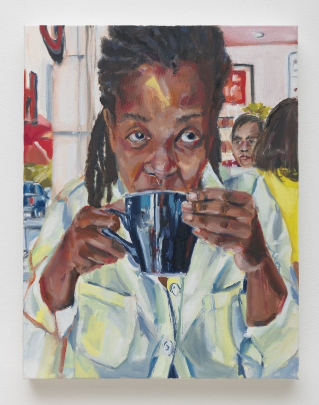 Wangari Mathenge Coffee At Cassell&rsquo;s, 2019 Oil on canvas 18 x 14 in (45.7 x 35.6 cm)