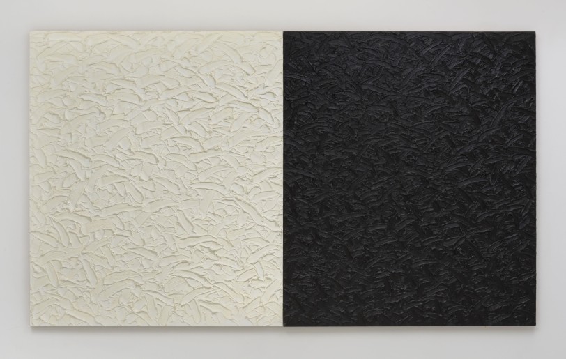 James Hayward Abstract Diptych #24 (Titanium-Zinc White in safflower oil / Mars Black in linseed oil), 2014 Oil on canvas over panel 77 x 132 in (195.6 x 335.3 cm)