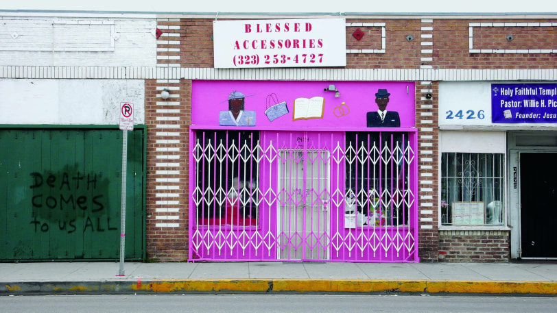 Daniel Joseph Martinez Blessed Accessories (from the series Field notes from South Los Angeles; this world is a fleshless one where madness, love and heretics are all I know), 2013 Pigment print on Canson Infinity Baryata 13.43 x 24 in (34.11 x 60.96 cm) Edition of 10 (2AP) Collection of the Los Angeles County Museum of Art, Los Angeles, CA
