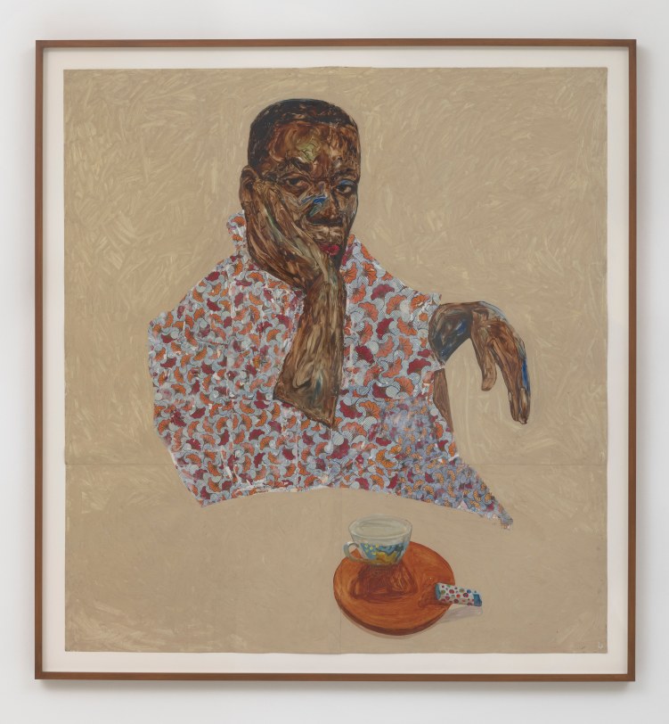 Amoako Boafo Lighter, 2018 Oil on paper 59.06 x 55.19 in (150.0 x 140.2 cm)