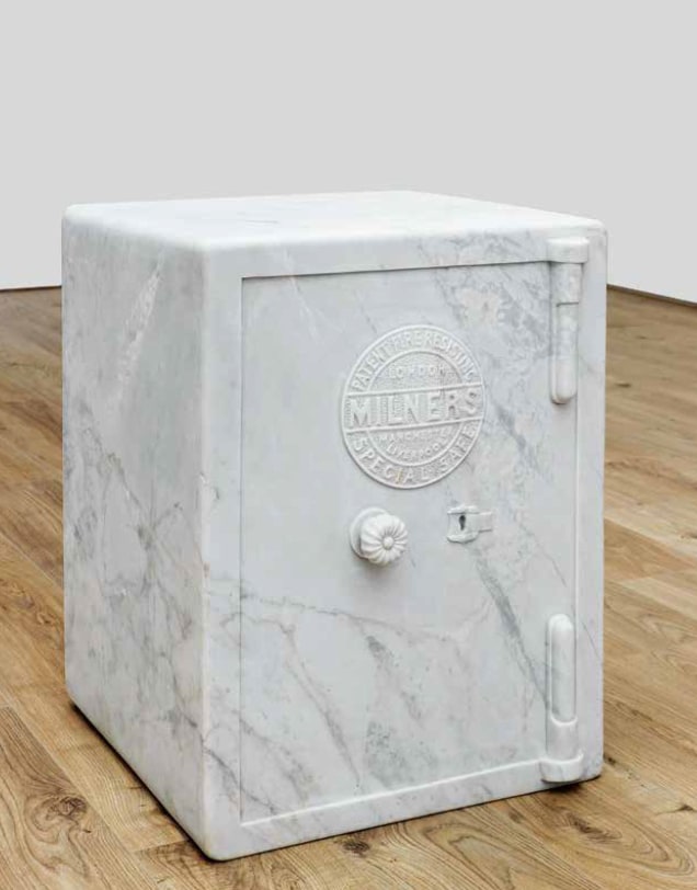 Zhao Zhao Safe #5, 2015 White marble 21.6 &times; 21.6 &times; 23.6 in (54.9 &times; 54.9 &times; 60 cm)