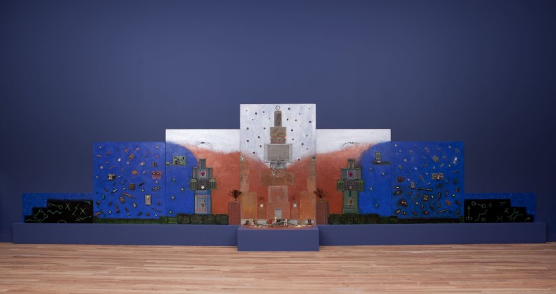 Betye Saar Mojotech, 1987 Mixed media assemblage 76 x 294 x 16 in (193.0 x 746.8 x 40.6 cm)