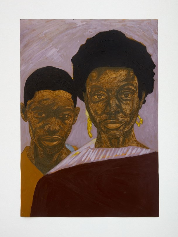 Aunt Vivian and Coach, 2022 Oil and charcoal on paper 39.37 x 27.56 in (100 x 70 cm) Artist page