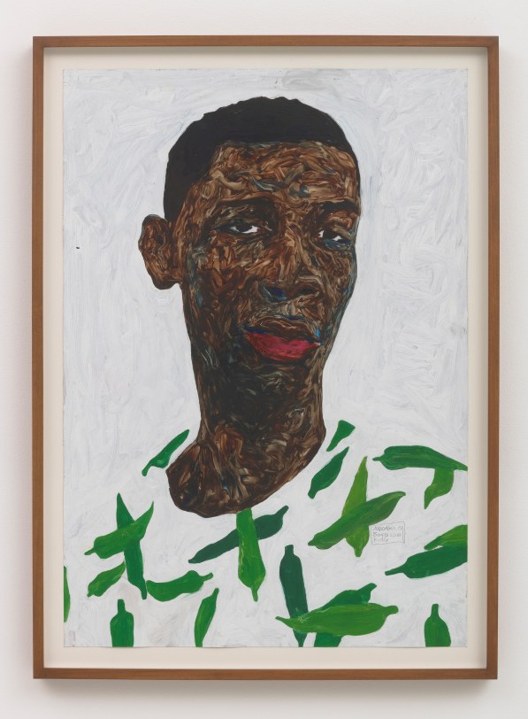 Amoako Boafo Boy in Lady Finger Shirt, 2018 Oil on paper 39.37 x 27.56 in (100 x 70 cm)