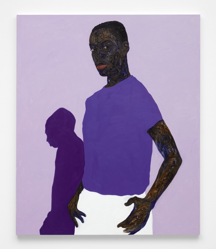 Amoako Boafo  Purple Shadow, 2021  Oil on canvas  72 x 60 in (182.9 x 152.4 cm)