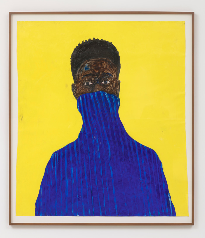Amoako Boafo Blue Pullover, 2018 Oil on canvas 62.99 x 55.1 in (160 x 140 cm)
