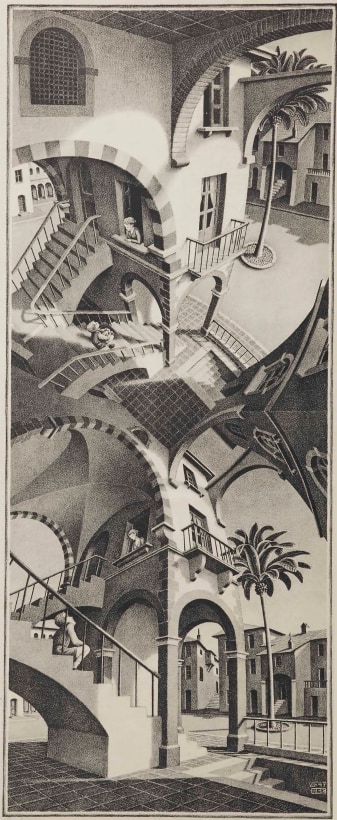 M.C. Escher -  Up and Down, 1947  | Art Basel 2020 | Bruce Silverstein Gallery
