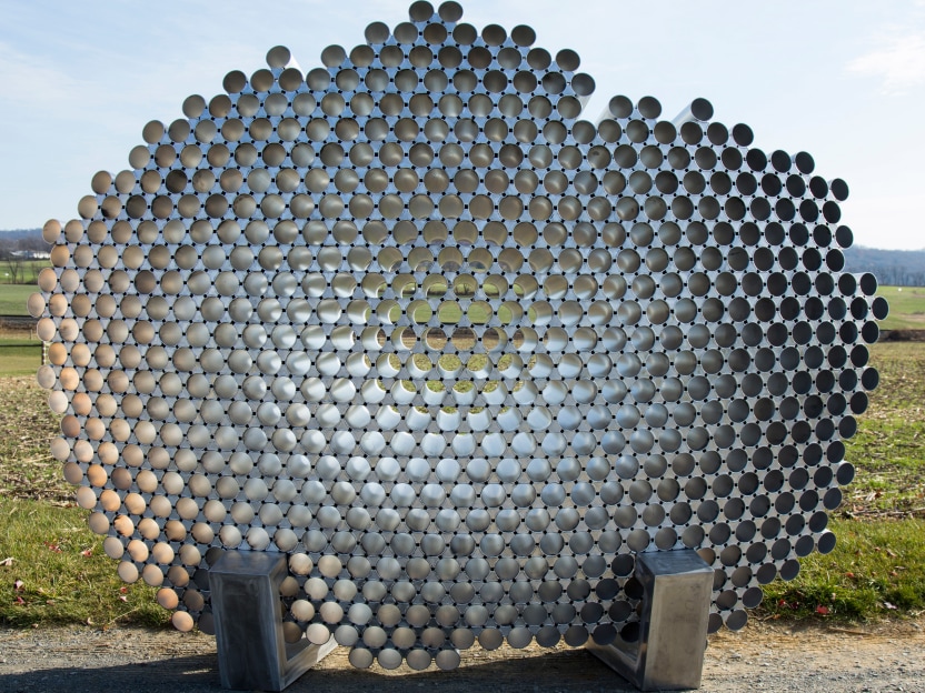 large aluminum sculpture installed outdoors