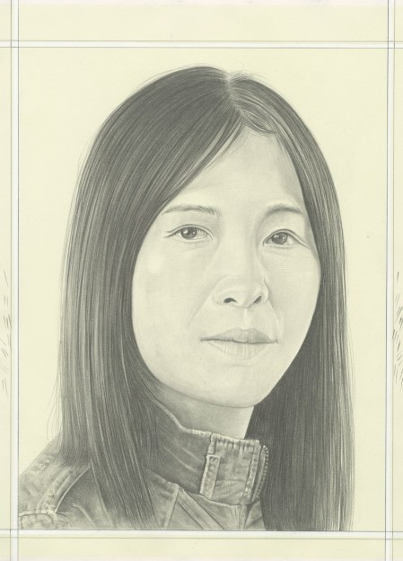 A portrait of Kyungmi Shin drawn in pencil