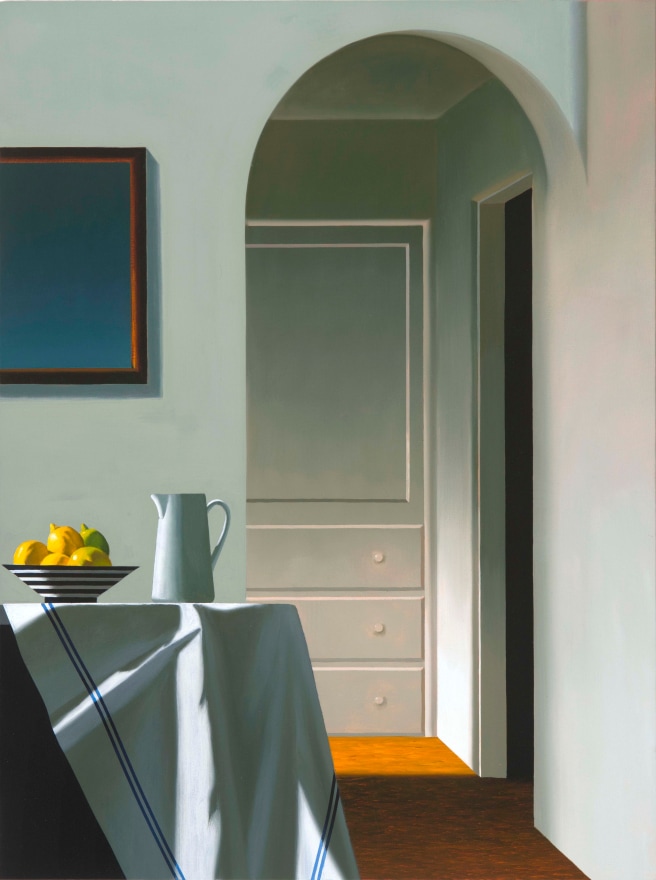 Bruce Cohen, Interior with Bowl of Lemons and Pitcher on Ledge, Oil on canvas