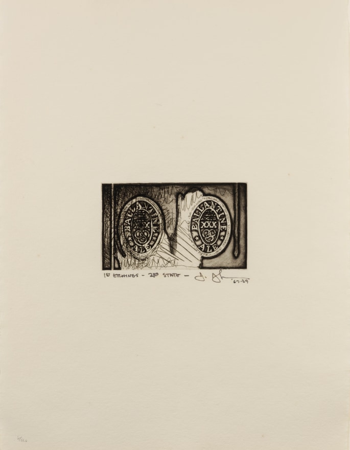 Jasper Johns, Ale Cans, Etching