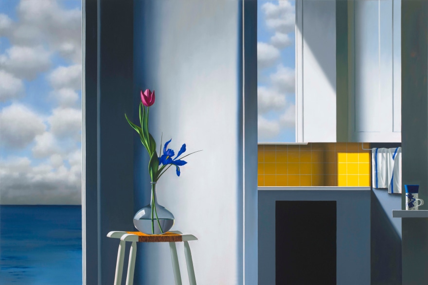 Bruce Cohen, Kitchen Interior with Seascape, Oil on canvas