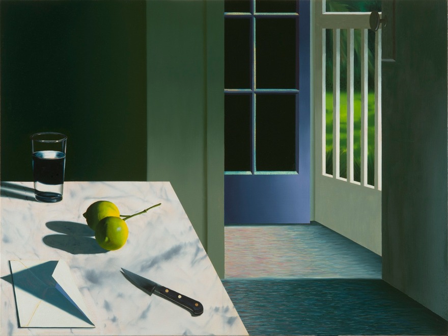 Bruce Cohen, Interior with Envelope and Limes, Painting, Still Life, Oil on canvas