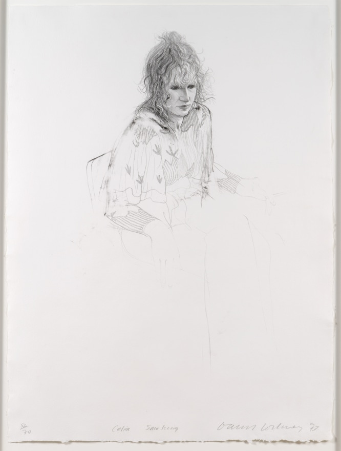 David Hockney, Celia Smoking, Lithograph