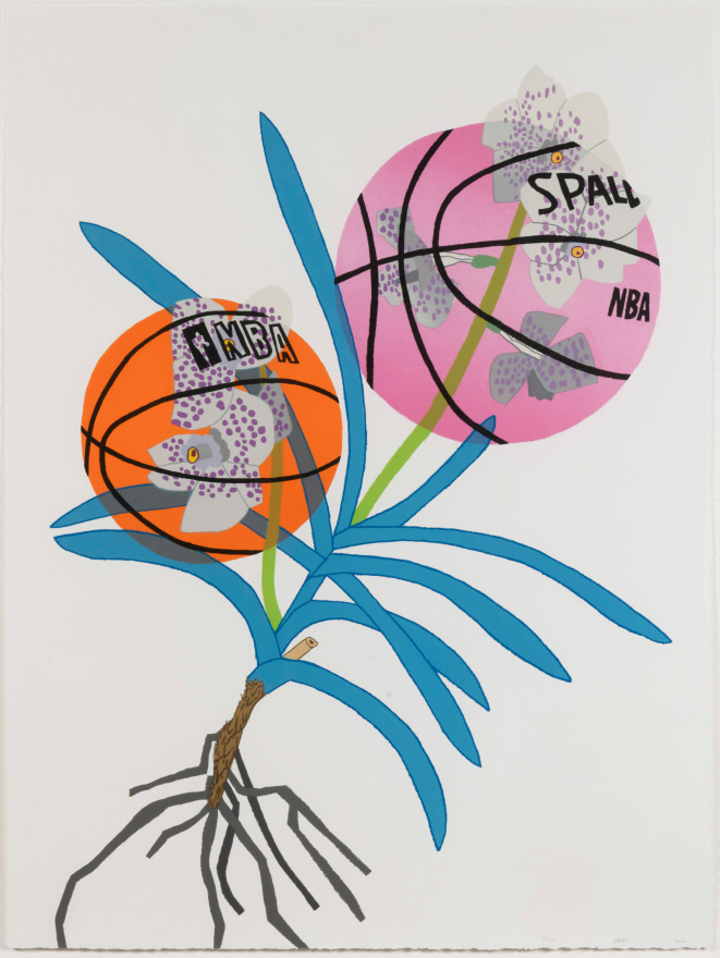 Jonas Wood, Double BasketBall Orchid 2 (State II), 2020, Lithograph