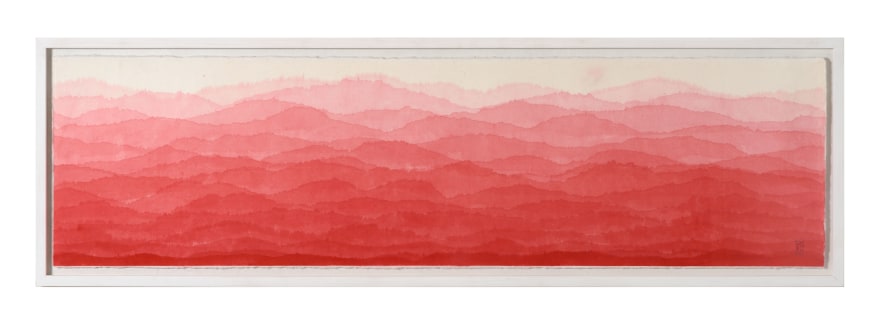 Minjung Kim, Red Mountain, Watercolor on Mulberry Hanji