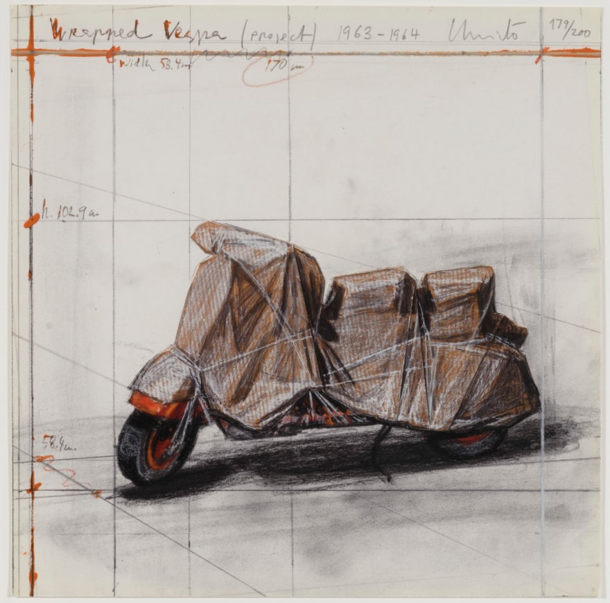 Christo, Wrapped Vespa, 2009, Paper collage and digital pigment print