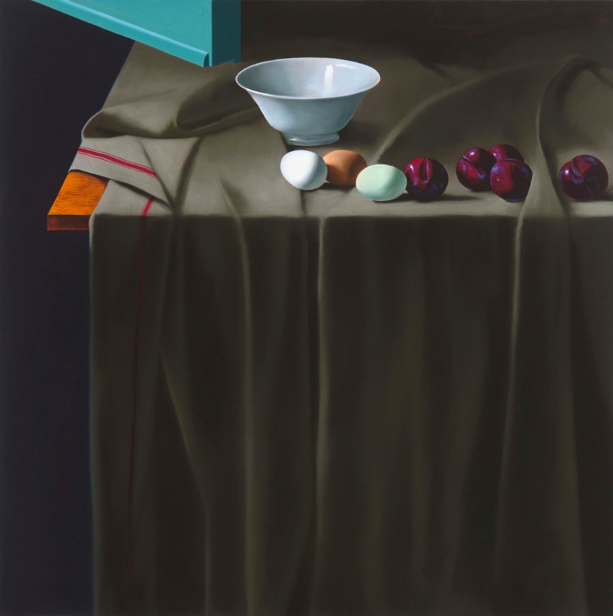 Bruce Cohen, Still Life with Eggs, Plums and Bowl, Oil on canvas