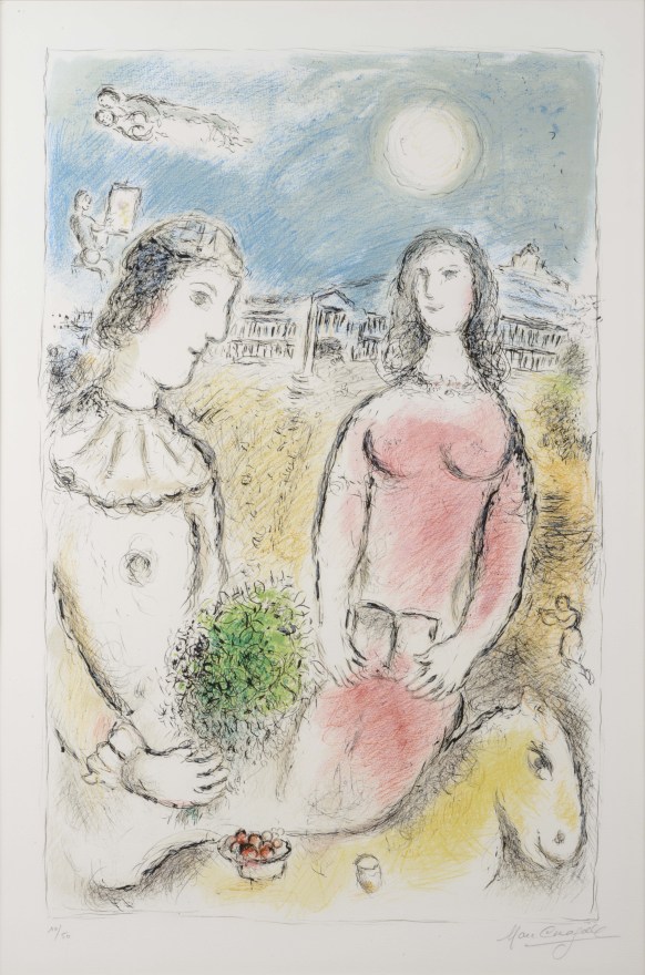 Marc Chagall, Couple at dusk, Lithograph
