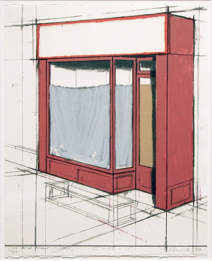 Christo, Pink Store Front, Lithograph