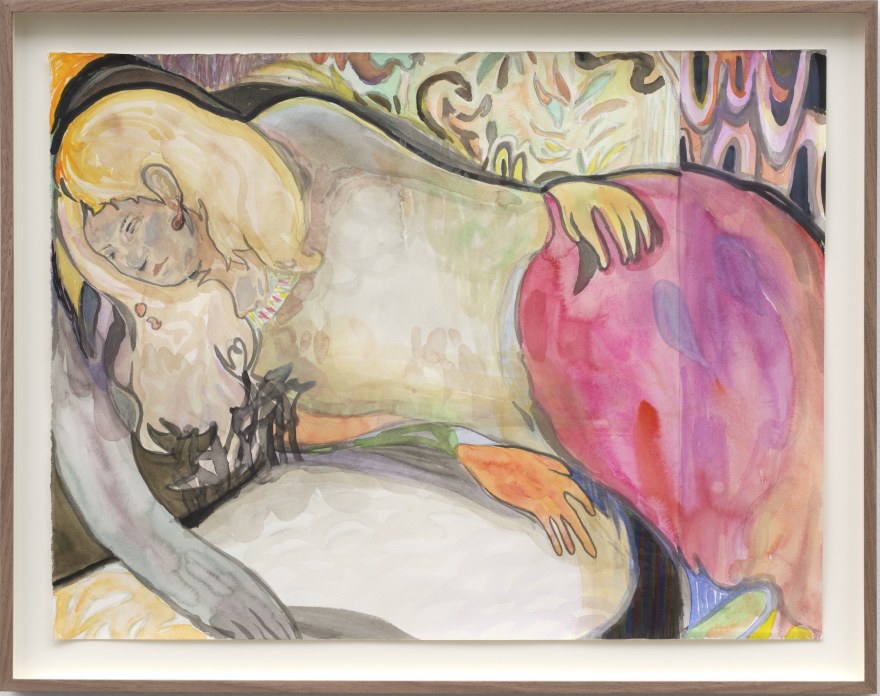 Koshiro Akiyama Lying down (Study for), 2021 Watercolor and ink (Sumi) on paper 17 1/4 x 21 1/2 x 1 1/2 in (framed) 43.8 x 54.6 x 3.8 cm (framed) (KAK23.011)