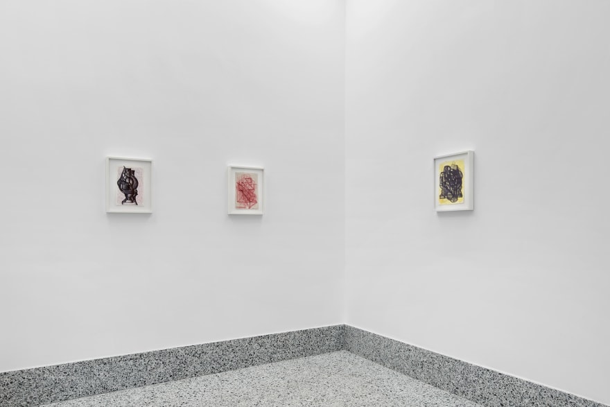 Installation view of Joanne Greenbaum, Drawings: 2007 - 2017, (October 15 - November 12, 2022). Nino Mier Gallery, Brussels Annex.