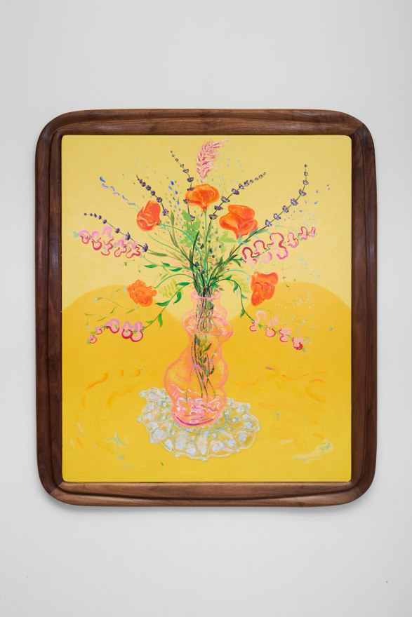 Karel Dicker Yellow Room, 2025 Acrylic on cotton with American walnut frame 54 3/8 x 46 in 138 x 117 cm (KDI25.008)
