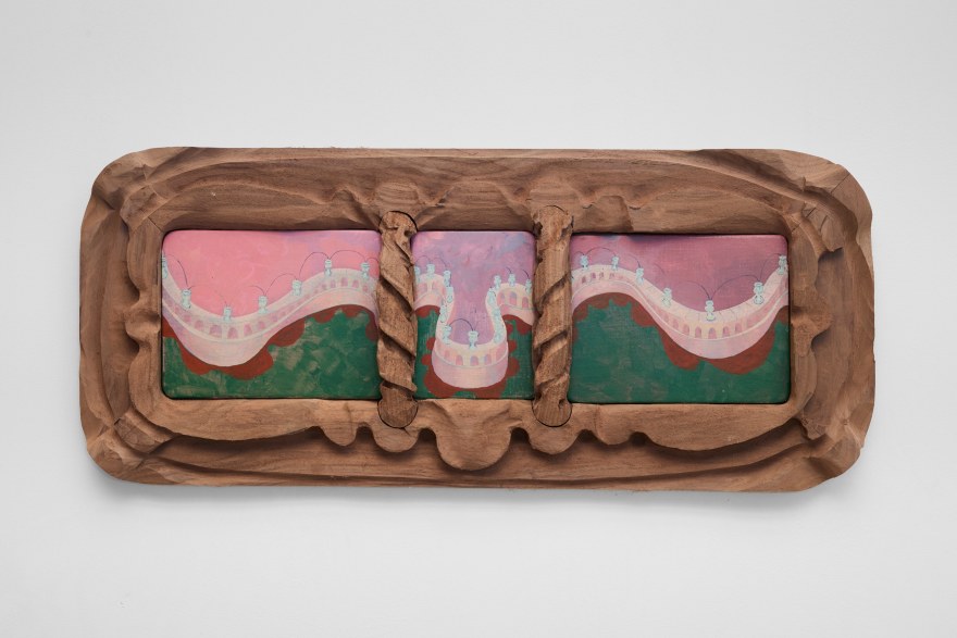 Karel Dicker Garden in the Sky, 2025 Acrylic on Belgian linen with American walnut frame 14 3/8 x 33 5/8 in 36.5 x 85.4 cm (KDI25.019)