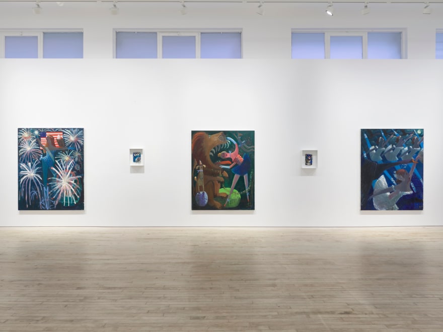 Installation view of Kyle Staver, The Greatest Show on Earth, Nino Mier Gallery, Tribeca, November 7 – December 16, 2025