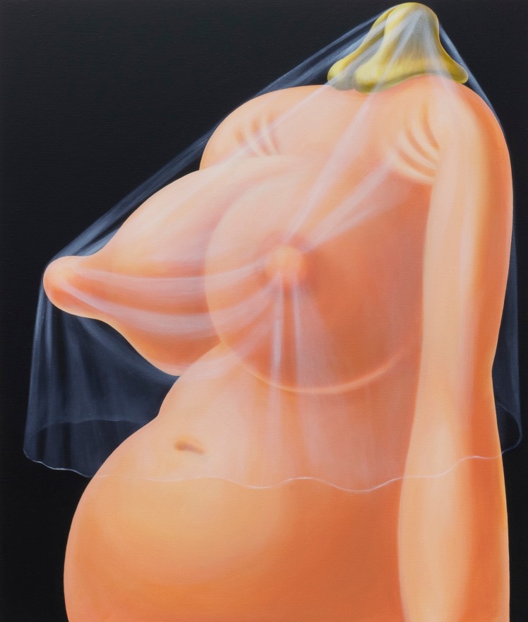 Louise Bonnet Veiled Nude, Bloated Belly, 2019 Oil on linen 66 x 56 in 167.6 x 142.2 cm (LB19.012)