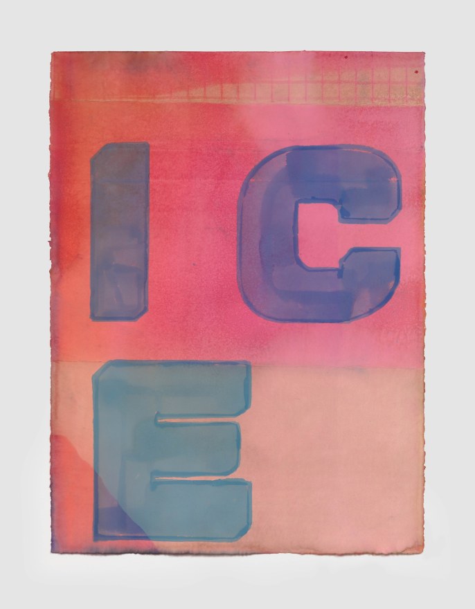 Nicolas Shake I C E, 2023 Dye on paper, weathered 33 1/8 x 25 5/8 in (framed)  84 x 65 cm (framed) (NSH23.013)