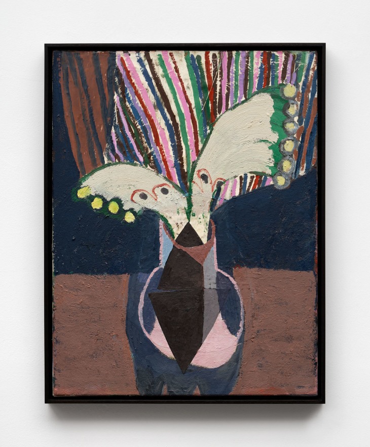 M&ograve;nica Subid&eacute; Vase with wings, 2022 Oil on cotton 26 3/4 x 20 3/4 x 1 1/2 in (framed) 67.9 x 52.7 x 3.8 cm (framed) (MSU22.091)