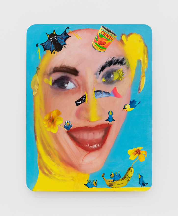Alessandro Pessoli Yellow Queen, 2020 Oil, spray paint, oil pastels and pencil on wood panel 40 x 30 in 101.6 x 76.2 cm (APE20.009)