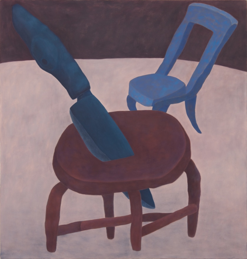 Ginny Casey Stabbed Stool, 2017 Oil on canvas 44 x 42 in 111.8 x 106.7 cm (GC17.014)