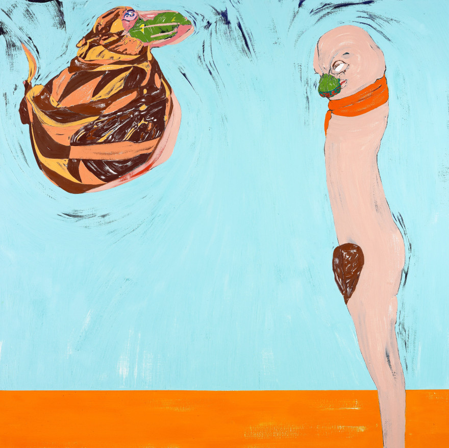 Nicola Tyson Figure and Bird #1, 2010 Oil on canvas 72 x 72 in 182.9 x 182.9 cm (NTY20.005)