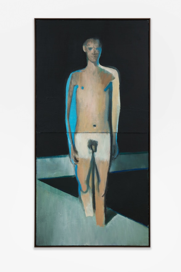 Jonathan Wateridge Forfeit, 2022 Oil on Linen Two parts 108 1/4 x 54 in (overall) 275 x 137 cm (overall) (JWA22.011)