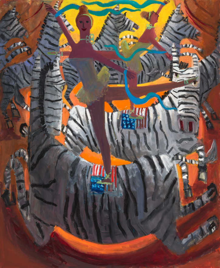 Kyle Staver Zebra Show, 2025 Oil on linen 68 x 56 in 172.7 x 142.2 cm (KST25.020)