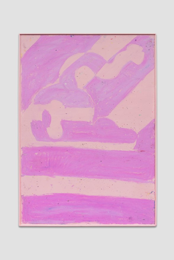Nel Aerts Pink Girl Boy, 2022 Lacquer, glitter, and oil pastel on paper in artist-made frame 40 1/8 x 28 3/4 in 102 x 73 cm (NAE23.006)